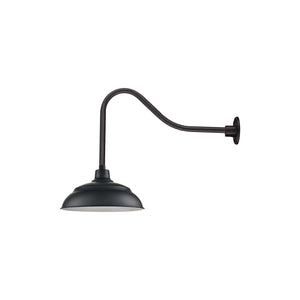 ECO-RLM 17'' Satin Black Aluminum Warehouse Shade With Gooseneck 23'' Long Satin Black Gooseneck Arm