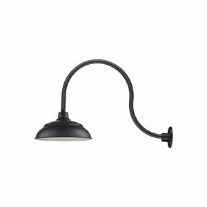 ECO-RLM 17'' Satin Black Aluminum Warehouse Shade With Gooseneck 24'' Long Satin Black Gooseneck Arm