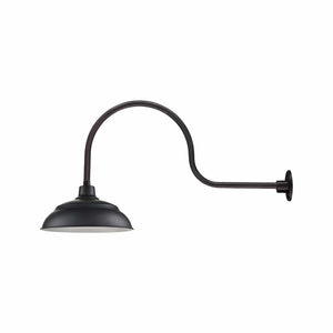 ECO-RLM 17'' Satin Black Aluminum Warehouse Shade With Gooseneck 30'' Long Satin Black Gooseneck Arm