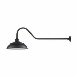 ECO-RLM 17'' Satin Black Aluminum Warehouse Shade With Gooseneck 41'' Long Satin Black Gooseneck Arm