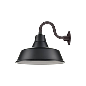 ECO-RLM 17'' Satin Black Classic Warehouse Shade With Gooseneck 10'' Long Satin Black Gooseneck Arm