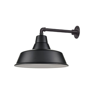 ECO-RLM 17'' Satin Black Classic Warehouse Shade With Gooseneck 13'' Long Satin Black Straight Arm