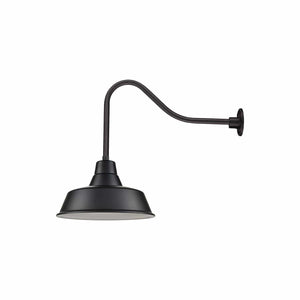 ECO-RLM 17'' Satin Black Classic Warehouse Shade With Gooseneck 23'' Long Satin Black Gooseneck Arm