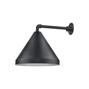 ECO-RLM 17'' Satin Black Cone Shade With Gooseneck 13'' Long Satin Black Straight Arm