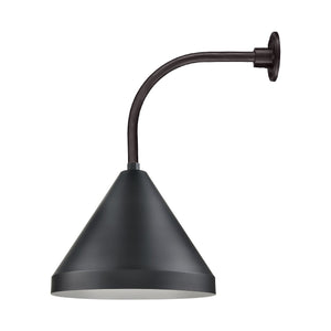 ECO-RLM 17'' Satin Black Cone Shade With Gooseneck 13'' Long Satin Black Vertical Gooseneck Arm