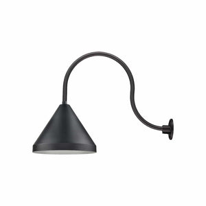 ECO-RLM 17'' Satin Black Cone Shade With Gooseneck 24'' Long Satin Black Gooseneck Arm