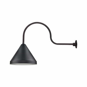 ECO-RLM 17'' Satin Black Cone Shade With Gooseneck 30'' Long Satin Black Gooseneck Arm