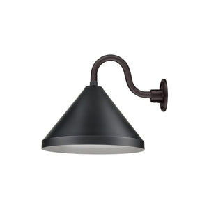 ECO-RLM 17'' Satin Black Wide Cone Shade With Gooseneck 10'' Long Satin Black Gooseneck Arm