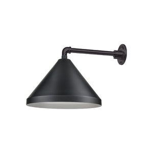 ECO-RLM 17'' Satin Black Wide Cone Shade With Gooseneck 13'' Long Satin Black Straight Arm