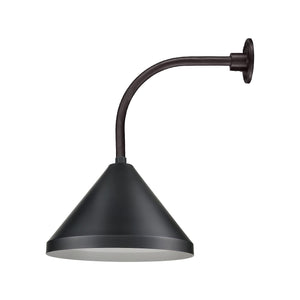 ECO-RLM 17'' Satin Black Wide Cone Shade With Gooseneck 13'' Long Satin Black Vertical Gooseneck Arm