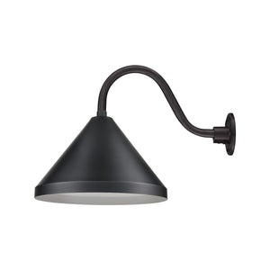 ECO-RLM 17'' Satin Black Wide Cone Shade With Gooseneck 14 1/2'' Long Satin Black Gooseneck Arm