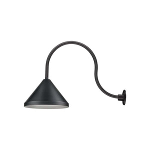 ECO-RLM 17'' Satin Black Wide Cone Shade With Gooseneck 24'' Long Satin Black Gooseneck Arm