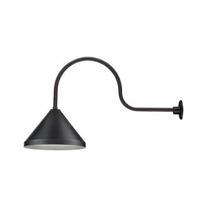 ECO-RLM 17'' Satin Black Wide Cone Shade With Gooseneck 30'' Long Satin Black Gooseneck Arm