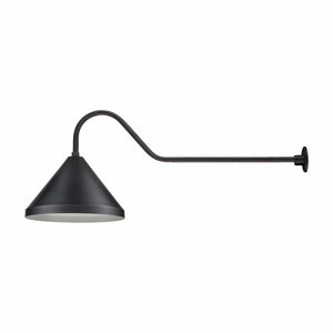 ECO-RLM 17'' Satin Black Wide Cone Shade With Gooseneck 41'' Long Satin Black Gooseneck Arm