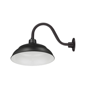 Integrated LED RLM 17in. Integrated LED Warehouse Shade With Gooseneck - Satin Black - 11W - 3000K 14 1/2'' Long Satin Black Gooseneck Arm