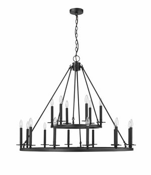 Chandeliers 18 Lamps Florence Chandelier - Matte Black - 42in Diameter - E12 Candelabra Base