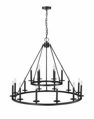 Chandeliers 18 Lamps Florence Chandelier - Matte Black - 42in Diameter - E12 Candelabra Base