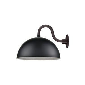 ECO-RLM 18'' Satin Black Wide Deep Bowl Shade With Gooseneck 10'' Long Satin Black Gooseneck Arm