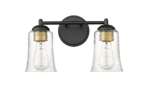 Vanity Fixtures 2 Lamps Abilene Vanity Light - Matte Black - Clear Chiseled Glass - 15in. Wide