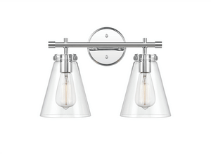 Vanity Fixtures 2 Lamps Aliza Vanity Light - Chrome - Clear Glass - 16in. Wide