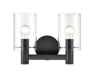 Vanity Fixtures 2 Lamps Apolla Vanity Light - Matte Black - Clear Glass - 15in. Wide