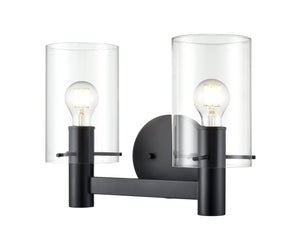 Vanity Fixtures 2 Lamps Apolla Vanity Light - Matte Black - Clear Glass - 15in. Wide