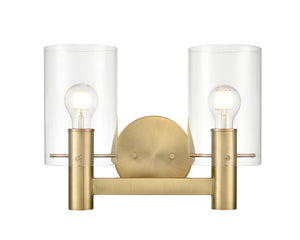 Vanity Fixtures 2 Lamps Apolla Vanity Light - Vintage Brass - Clear Glass - 15in. Wide