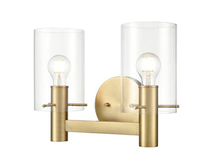 Vanity Fixtures 2 Lamps Apolla Vanity Light - Vintage Brass - Clear Glass - 15in. Wide