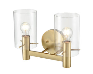 Vanity Fixtures 2 Lamps Apolla Vanity Light - Vintage Brass - Clear Glass - 15in. Wide