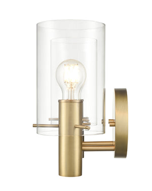 Vanity Fixtures 2 Lamps Apolla Vanity Light - Vintage Brass - Clear Glass - 15in. Wide