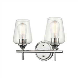 Vanity Fixtures 2 Lamps Ashford Vanity Light - Chrome - Clear Glass - 13.75in. Wide