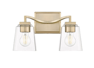 Vanity Fixtures 2 Lamps Avenna Vanity Light - Modern Gold - Clear Glass - 14.5in. Wide