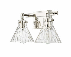 Vanity Fixtures 2 Lamps Barlon Vanity Light - Polished Nickel - Clear Water Glass - 16.25in. Wide