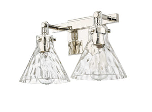 Vanity Fixtures 2 Lamps Barlon Vanity Light - Polished Nickel - Clear Water Glass - 16.25in. Wide