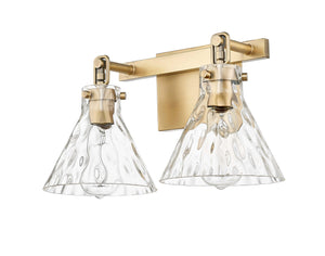 Vanity Fixtures 2 Lamps Barlon Vanity Light - Vintage Brass - Clear Water Glass - 16.25in. Wide