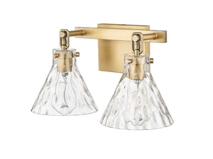 Vanity Fixtures 2 Lamps Barlon Vanity Light - Vintage Brass - Clear Water Glass - 16.25in. Wide