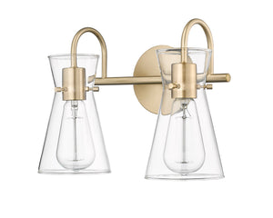 Vanity Fixtures 2 Lamps Camellia Vanity Light - Modern Gold - Clear Glass - 13.4in. Wide