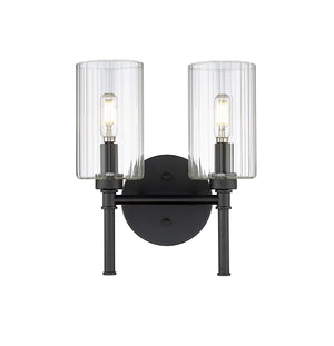 Vanity Fixtures 2 Lamps Chastine Vanity Light - Matte Black - Clear Beveled Glass - 10.5in. Wide