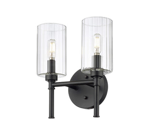 Vanity Fixtures 2 Lamps Chastine Vanity Light - Matte Black - Clear Beveled Glass - 10.5in. Wide