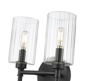 Vanity Fixtures 2 Lamps Chastine Vanity Light - Matte Black - Clear Beveled Glass - 10.5in. Wide