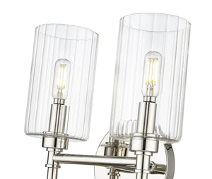 Vanity Fixtures 2 Lamps Chastine Vanity Light - Polished Nickel - Clear Beveled Glass - 10.5in. Wide