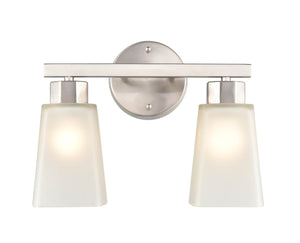 Vanity Fixtures 2 Lamps Coley Vanity Light - Brushed Nickel - Frosted White Glass - 13.5in. Wide