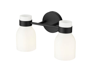 Vanity Fixtures 2 Lamps Corella Vanity Light - Matte Black - Opal Shiny Glass - 14in. Wide