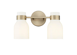 Vanity Fixtures 2 Lamps Corella Vanity Light - Modern Gold - Opal Shiny Glass - 14in. Wide