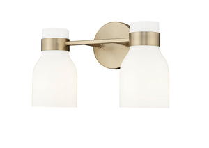 Vanity Fixtures 2 Lamps Corella Vanity Light - Modern Gold - Opal Shiny Glass - 14in. Wide