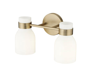 Vanity Fixtures 2 Lamps Corella Vanity Light - Modern Gold - Opal Shiny Glass - 14in. Wide