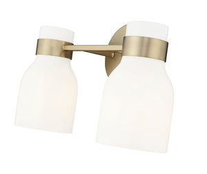 Vanity Fixtures 2 Lamps Corella Vanity Light - Modern Gold - Opal Shiny Glass - 14in. Wide