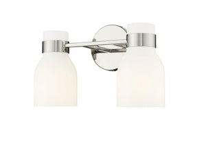 Vanity Fixtures 2 Lamps Corella Vanity Light - Polished Nickel - Opal Shiny Glass - 14in. Wide