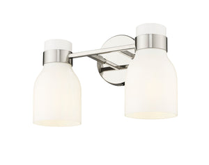 Vanity Fixtures 2 Lamps Corella Vanity Light - Polished Nickel - Opal Shiny Glass - 14in. Wide