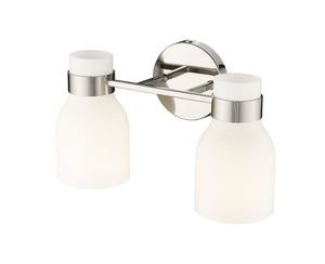 Vanity Fixtures 2 Lamps Corella Vanity Light - Polished Nickel - Opal Shiny Glass - 14in. Wide